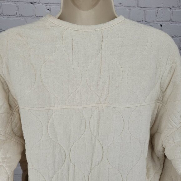 Zara Ivory Cream Quilted Cotton Buttoned Collarless Pockets Jacket Size Small S - Picture 12 of 16